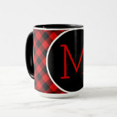 Custom Red Black Buffalo Karo Kariertes Muster Tasse (Vorderseite Links)