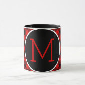 Custom Red Black Buffalo Karo Kariertes Muster Tasse (Zentrum)