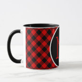 Custom Red Black Buffalo Karo Kariertes Muster Tasse (Links)