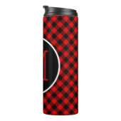 Custom Red Black Buffalo Karo Kariertes Muster Thermosbecher (Nach rechts gedreht)
