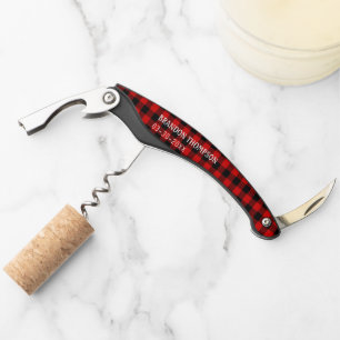 Custom Red Black Buffalo Lumberjack Kariert Kellnermesser