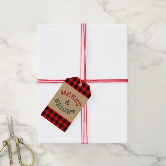 Custom Red Black Buffalo Lumberjack Kariertes Must Geschenkanhänger (Mit Garn)