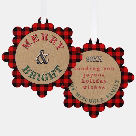 Custom Red Black Buffalo Lumberjack Kariertes Must Ornament Karte (Vorderseite/Rückseite)