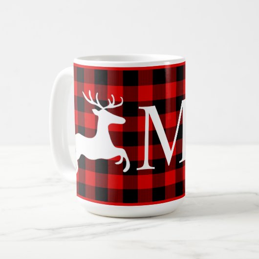 Custom Red Black Buffalo Lumberjack Karo Kariert Kaffeetasse (Vorderseite Links)