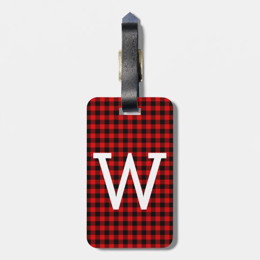 Custom Red Black Buffalo Lumberjack Muster Gepäckanhänger (Rückseite vertikal)