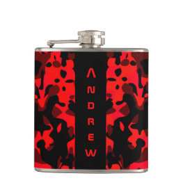Custom Red Black Camouflage Mascula Flask Flachmann