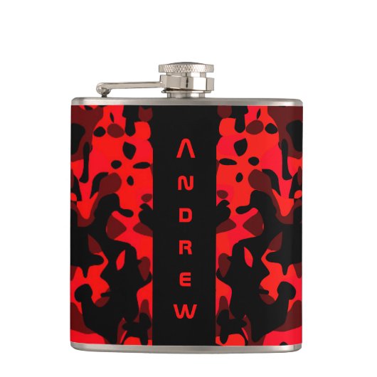 Custom Red Black Camouflage Mascula Flask Flachmann (Vorderseite)