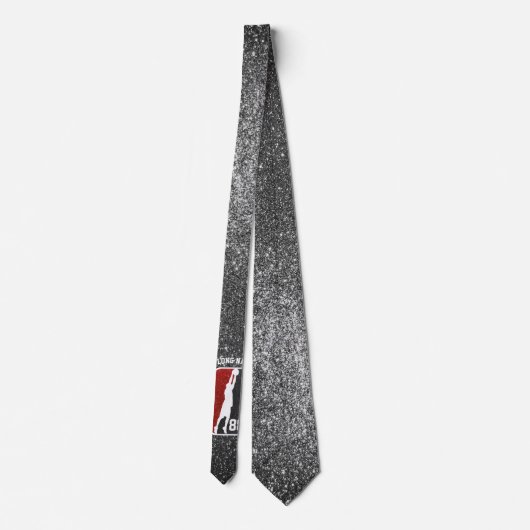 Custom Red & Black Glitzer Basketball Player Krawatte (Rückseite)