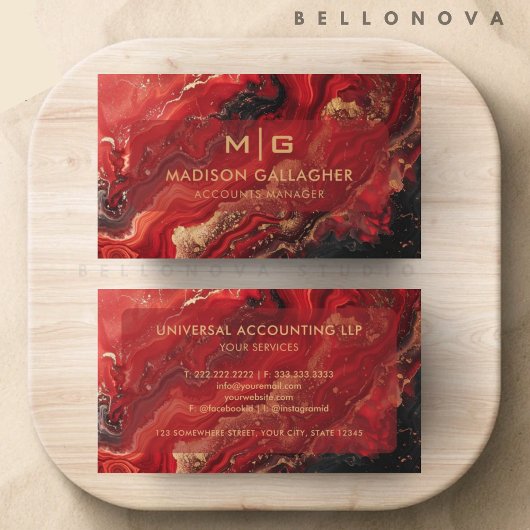 Custom Red Black Gold Space Cosmos Beruflich Visitenkarte