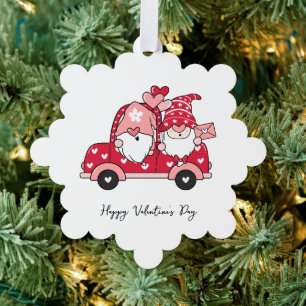 Custom Red Black Modern Happy Valentine's Day Ornament Karte