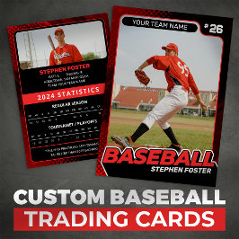 Custom Red & Black Pro Baseball Trading Card Statu Telefonnummerkarte