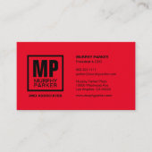 Custom Red Black Square Business Monogram Logo Visitenkarte (Vorderseite)