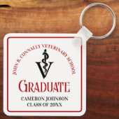 Custom Red Black Veterinary School Abschluss Schlüsselanhänger (Rückseite)