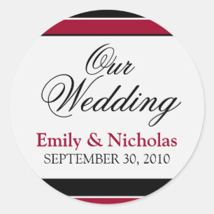 :custom: Red/Black Wedding Invitation Siegel Runder Aufkleber