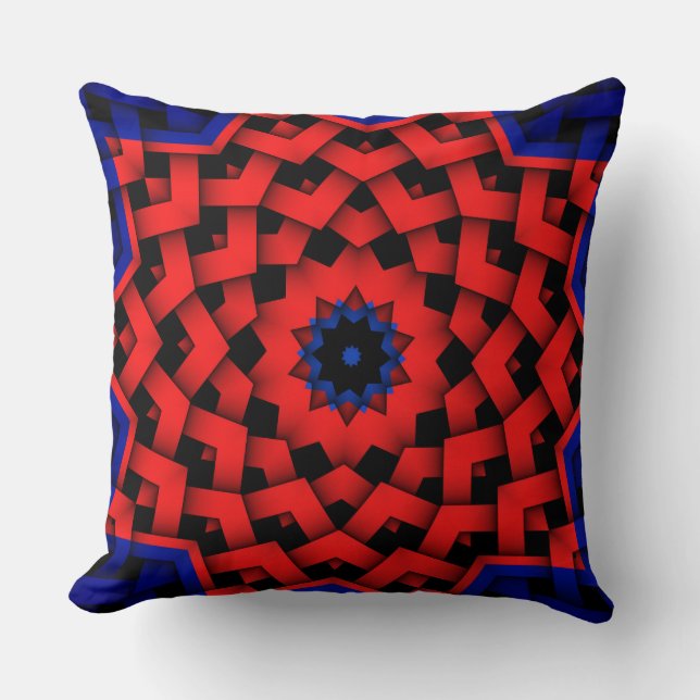 Custom Red Blue Star Diamond Muster Sofa Kissen (Vorderseite)