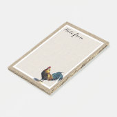 Custom Red Blue Yellow Rooster auf Imitate Jute Bu Post-it Klebezettel (angewinkelt)