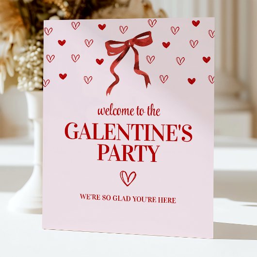 Custom Red Bow Galentine's Day Party Begrüßungszei Sockelschild