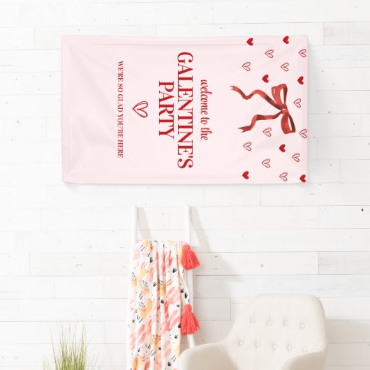 Custom Red Bow Galentine's Day Party Willkommen Banner (Insitu)