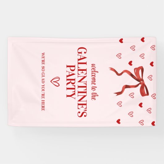 Custom Red Bow Galentine's Day Party Willkommen Banner (Horizontal)
