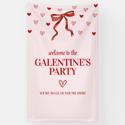 Custom Red Bow Galentine's Day Party Willkommen Banner (Vertikal)
