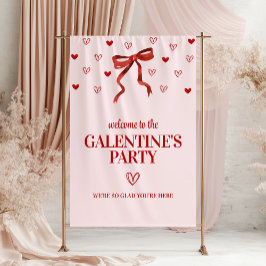 Custom Red Bow Galentine's Day Party Willkommen Banner