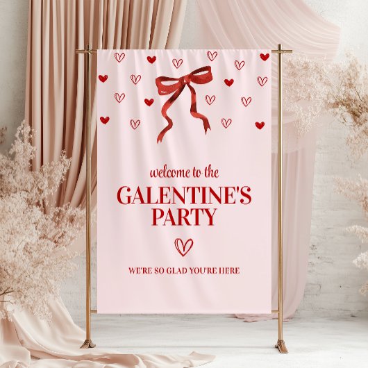 Custom Red Bow Galentine's Day Party Willkommen Banner