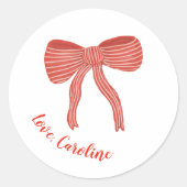 Custom Red Bow Personalized Valentine's Day  Runder Aufkleber (Vorderseite)