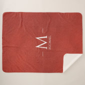 Custom Red Brother Leather Look Monogram Name Larg Sherpadecke (Vorderseite (Horizontal))