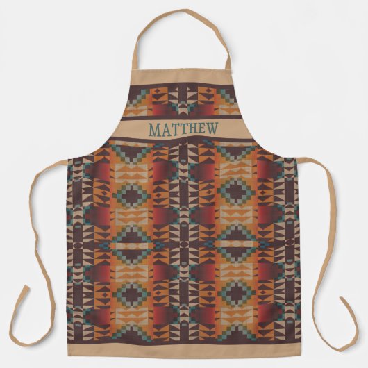 Custom Red Brown Aquamarin Blue Orange Mosaik Art Schürze (Vorderseite)