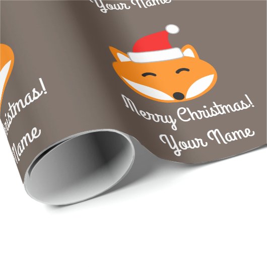 Custom Red Brown Fuchs Frohe Weihnachtskinder Urla Geschenkpapier (Rolleneckpunkt)