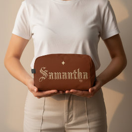 Custom Red Brown Toiletry Bag for Mom or Teacher Waschbeutel