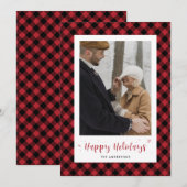 Custom Red Buffalo Kariert Foto Holiday Cards Feiertagskarte (Vorne/Hinten)