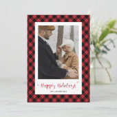 Custom Red Buffalo Kariert Foto Holiday Cards Feiertagskarte (Stehend Vorderseite)