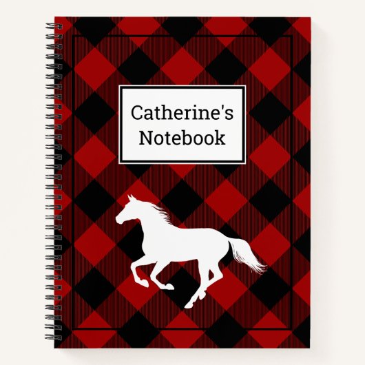 Custom Red Buffalo Kariert Horse Lover Notizblock (Vorderseite)