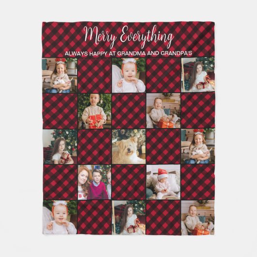 Custom Red Buffalo Kariert Patchwork Foto Collage Fleecedecke (Vorderseite)