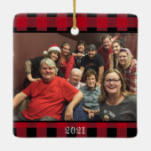 Custom Red Buffalo Kariertes Foto mit 2 Fotos Keramikornament (Rückseite)