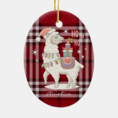 Custom Red Buffalo Karo Kariert Tartan Llama Alpac Keramik Ornament (Hinten)
