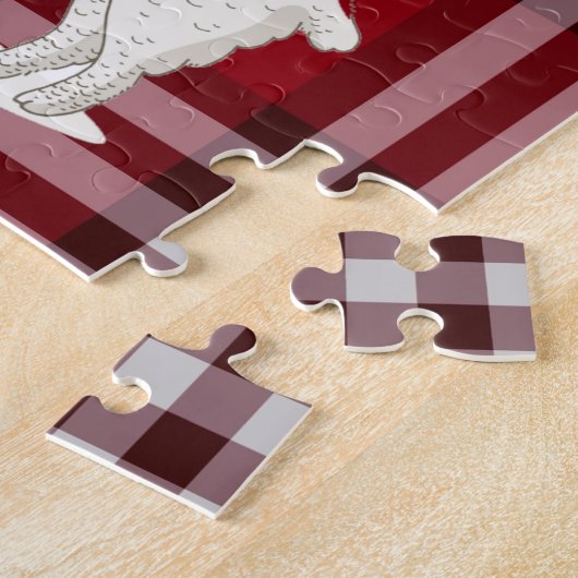 Custom Red Buffalo Karo Kariert Tartan Llama Alpac Puzzle (Seite)