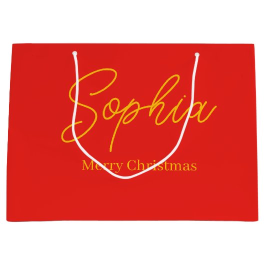 Custom Red Burlap Christmas Eve Gift 2025 Holiday Große Geschenktüte (Vorderseite)