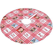 Custom Red Candy Cane Kariert Family Foto Collage Polyester Weihnachtsbaumdecke (Schrägansicht)