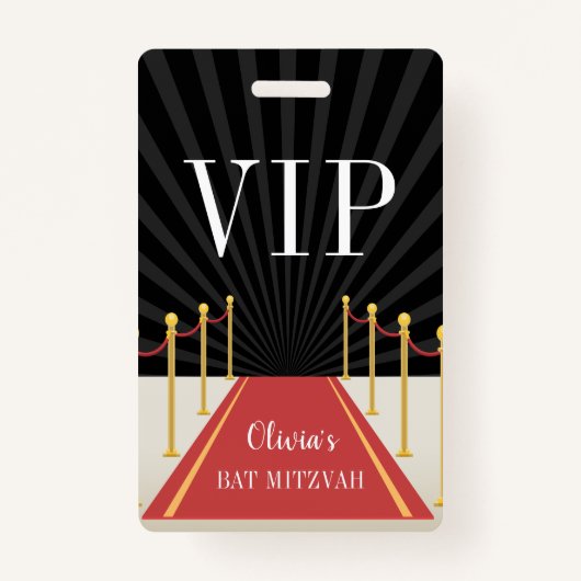 Custom Red Carpet VIP Pass Bat Mitzvah Ausweis (Vorderseite)