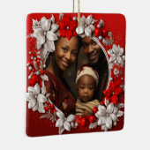 Custom Red Christmas Foto Keramikornament (Rechts)