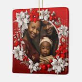 Custom Red Christmas Foto Keramikornament (Links)