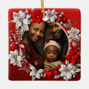 Custom Red Christmas Foto Keramikornament
