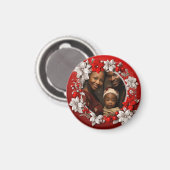 Custom Red Christmas Foto Magnet (Vorderseite/Rückseite)