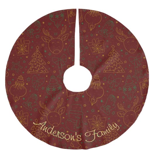 Custom Red Christmas Ornaments, Glitzern, Glitzer Polyester Weihnachtsbaumdecke (Vorderseite)