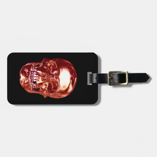 Custom Red Chrome Skull Luggage Tag Gepäckanhänger (Vorderseite horizontal)