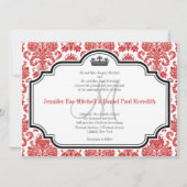 Custom Red Damask Schwarz-weiß Hochzeitseinladunge Einladung (Vorderseite)