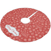 Custom Red Doodle Christmas Sleigh Pattern Polyester Weihnachtsbaumdecke (Schrägansicht)