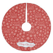 Custom Red Doodle Christmas Sleigh Pattern Polyester Weihnachtsbaumdecke (Vorderseite)